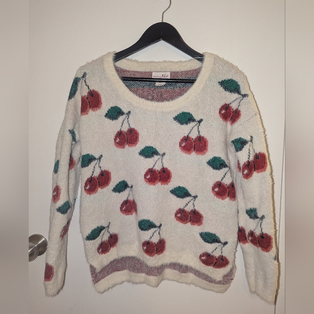 Cute & Cozy Cherry White Sweater